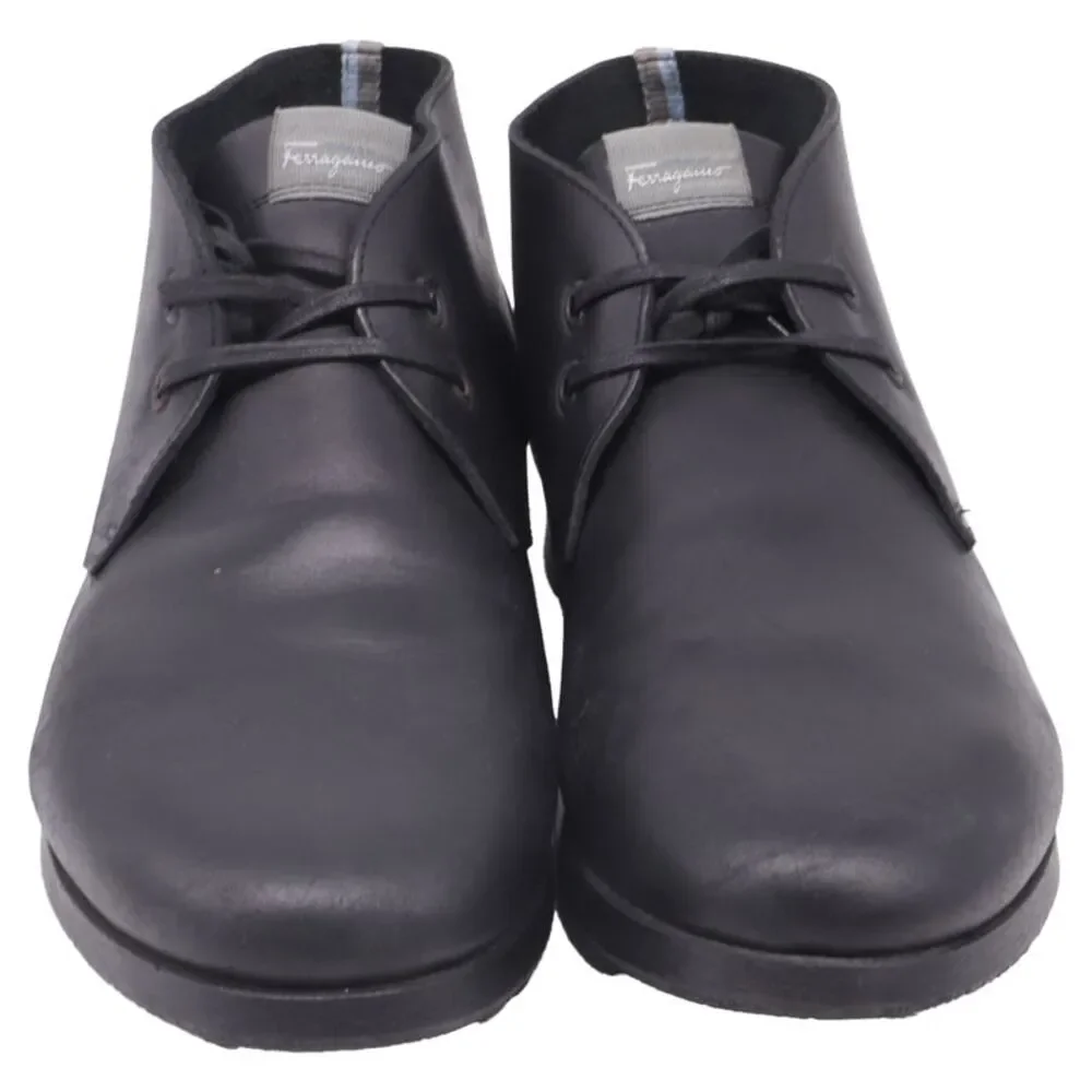Ferragamo World Chukka Ankle Boots in Black Leather